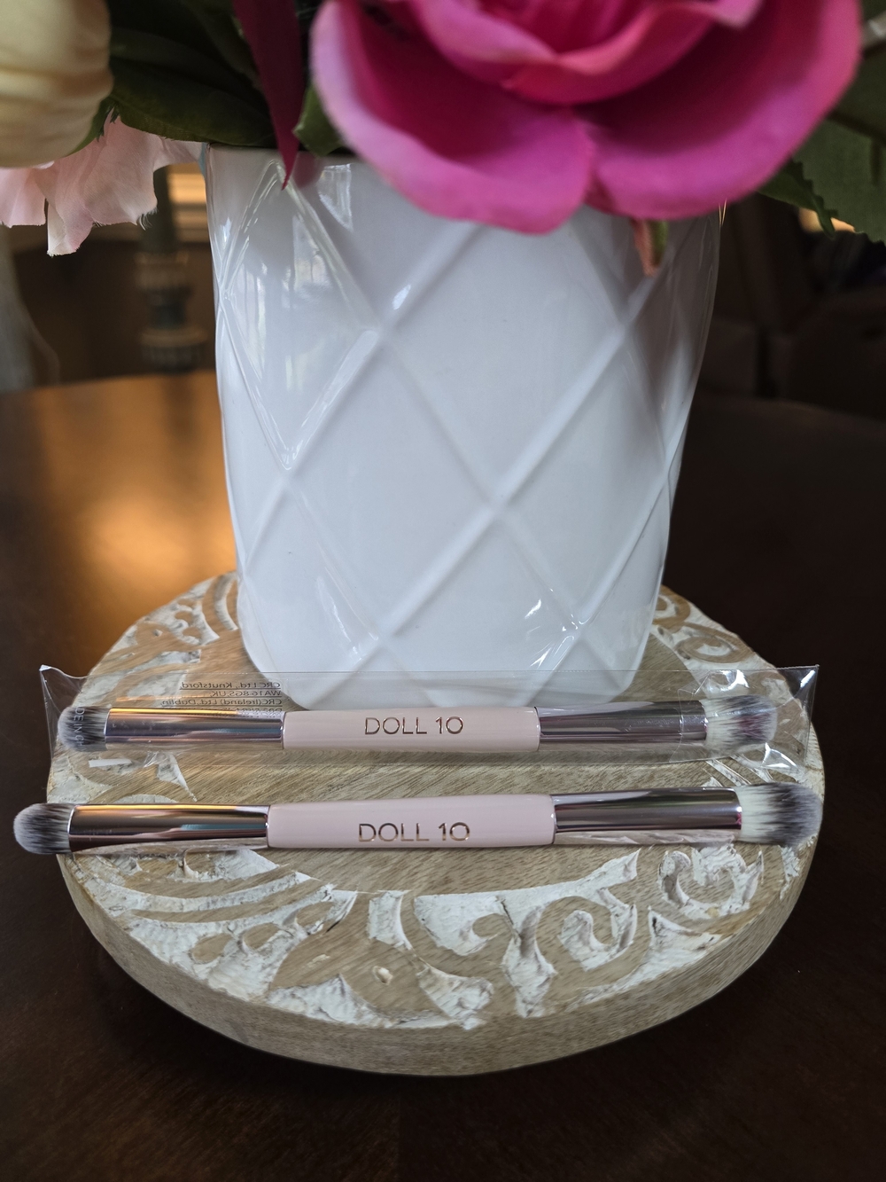Doll 10 Dual-Ended Makeup Brushes in Soft Pink and Silver